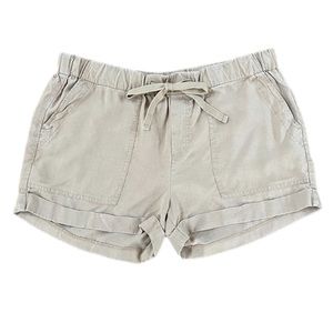 Cloth & Stone Linen Cloth Mid-Rise Khaki Shorts Tie Waist Women’s M